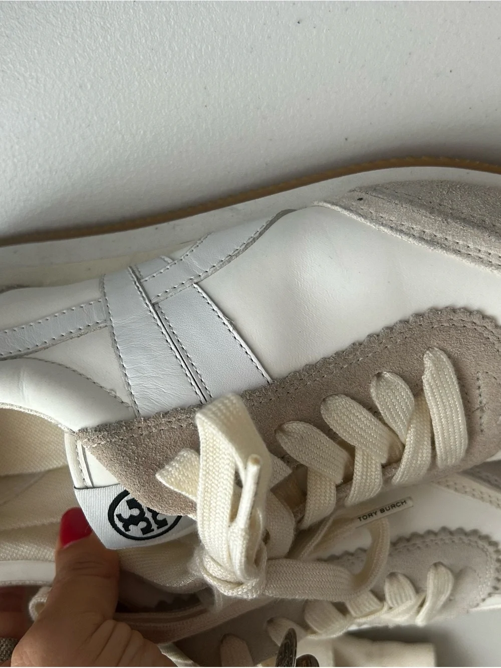 Tory Burch Cream & Beige Suede and Leather Sneakers Size 8